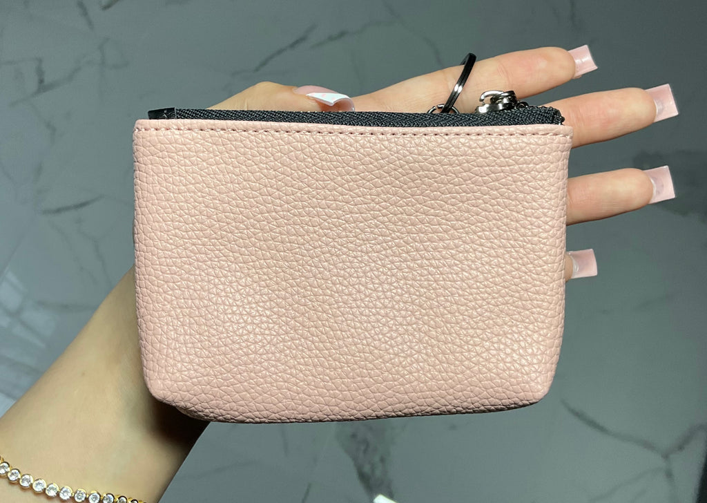 Blush luxe coin pouch with key chain