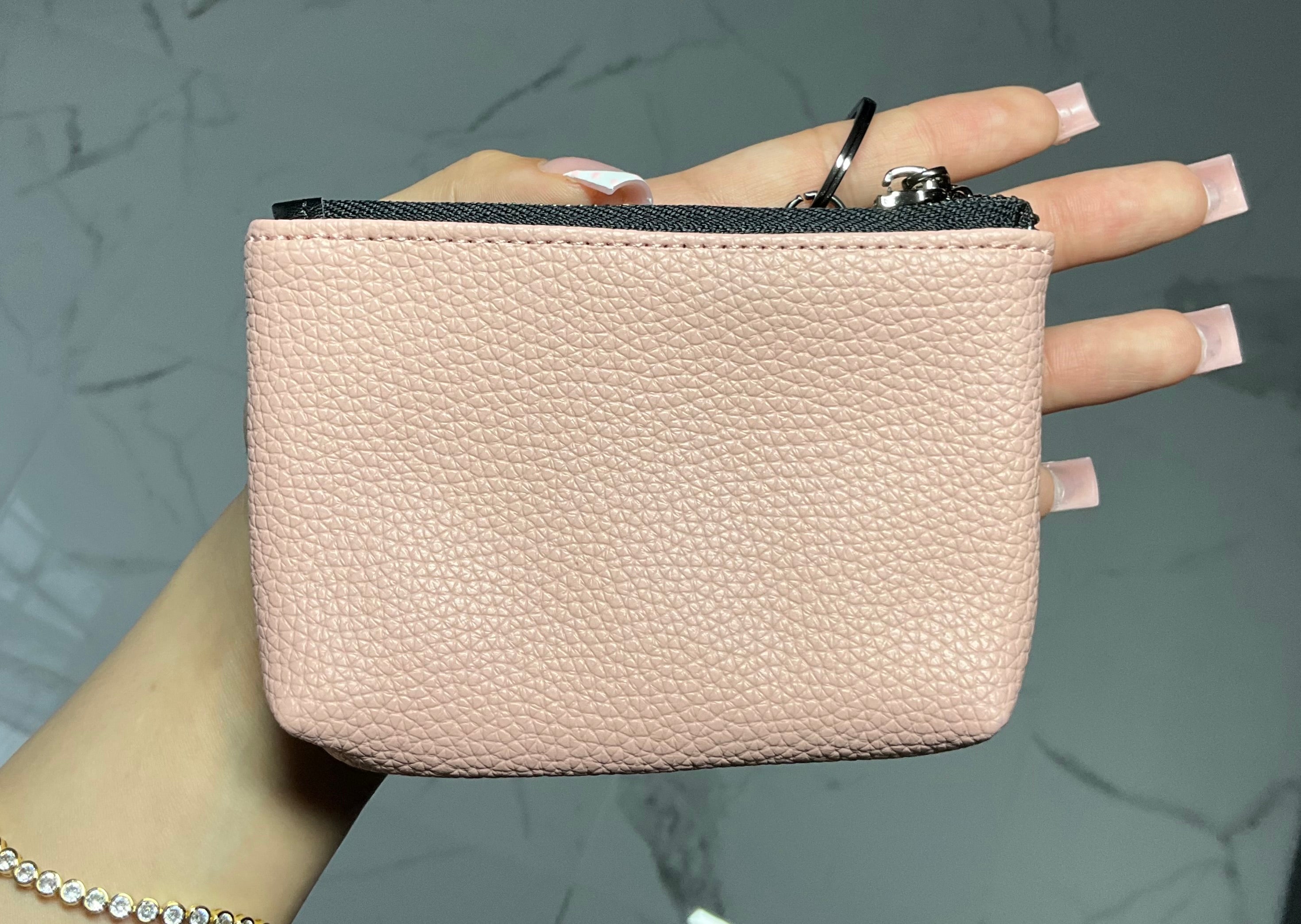 Blush luxe coin pouch with key chain