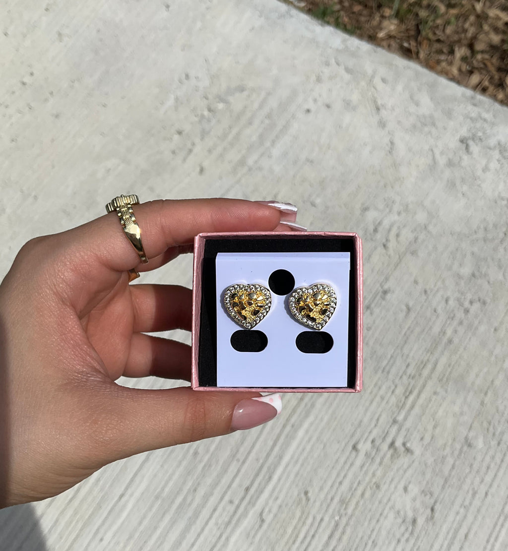 Golden nugget heart earrings