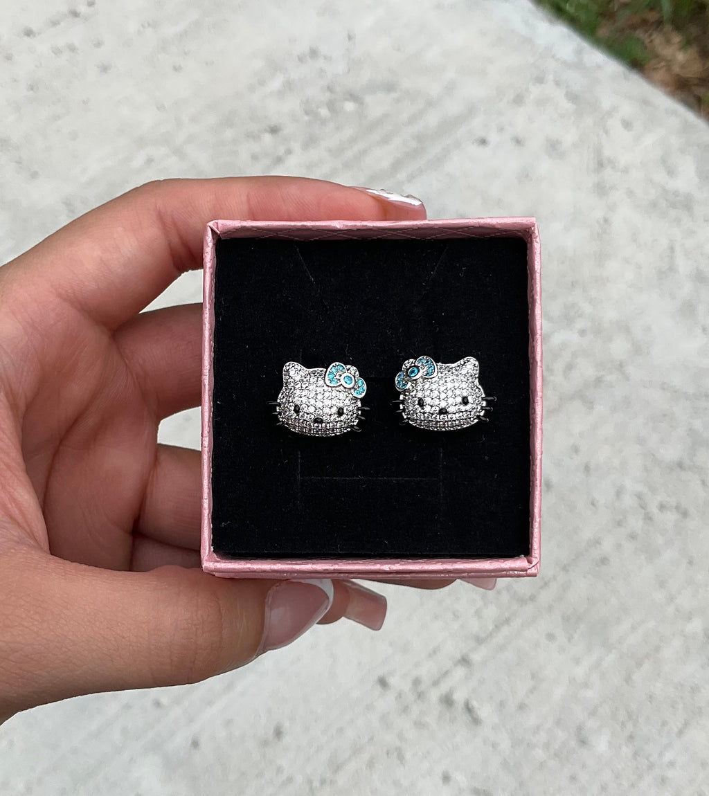 HK blue bow earrings