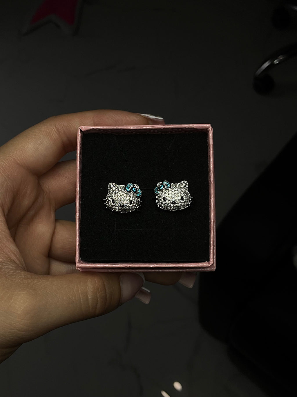 HK blue bow earrings