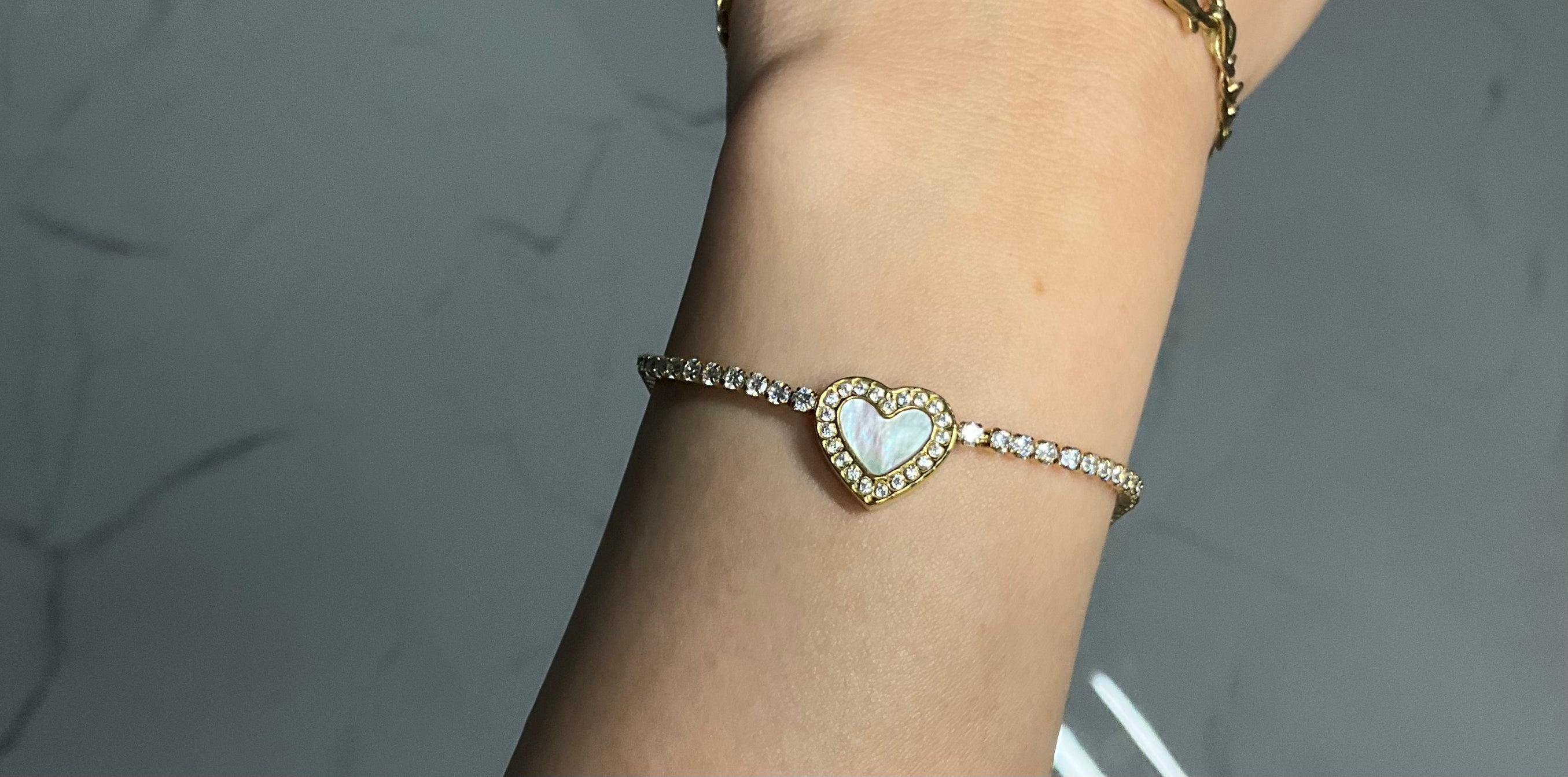 Opal heart tennis bracelet