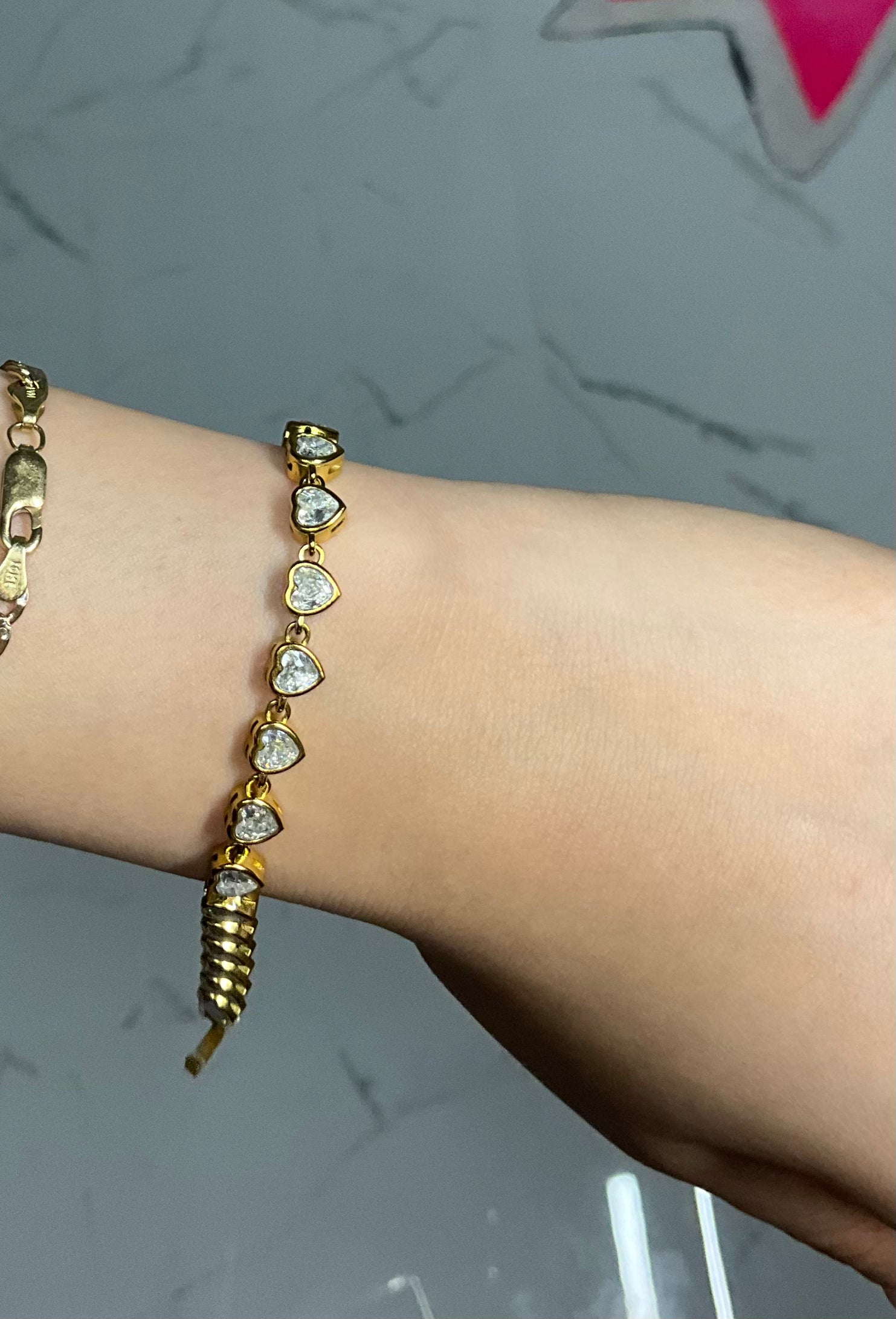 Crystal hearts bracelet