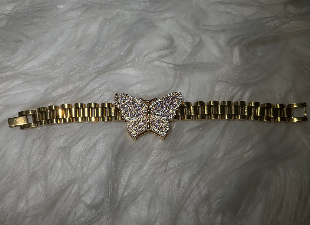 Pink butterfly bracelet