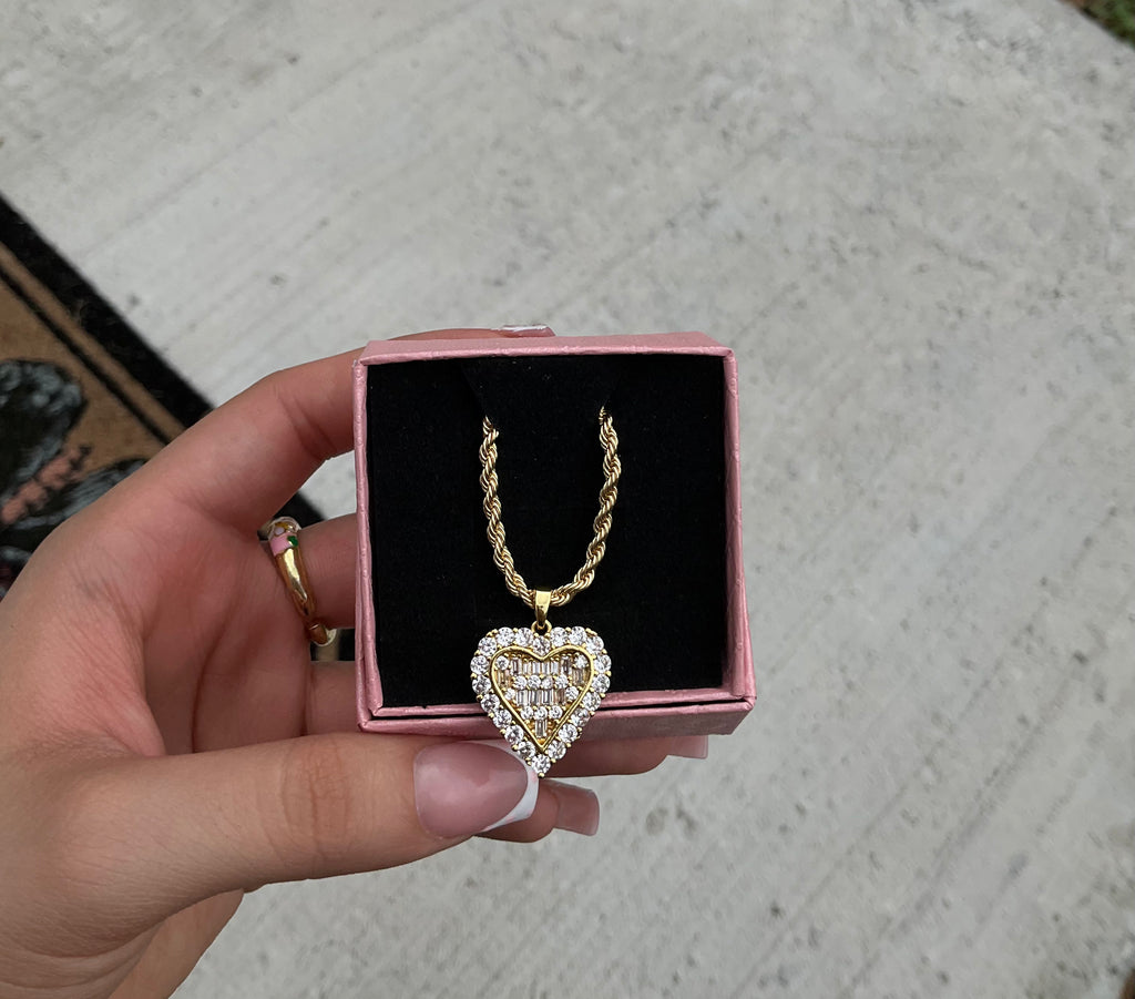 Iced out heart necklace