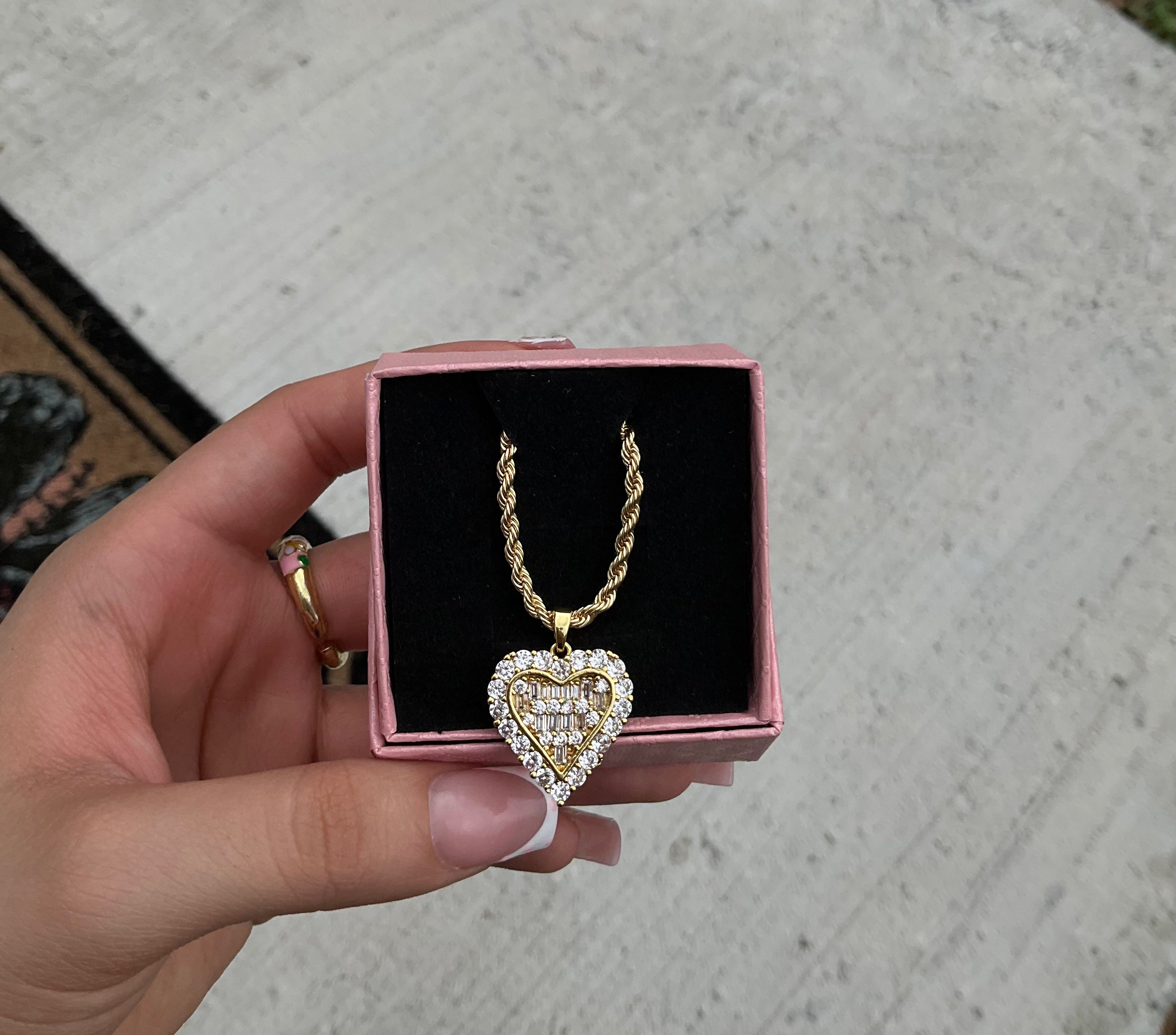 Iced out heart necklace