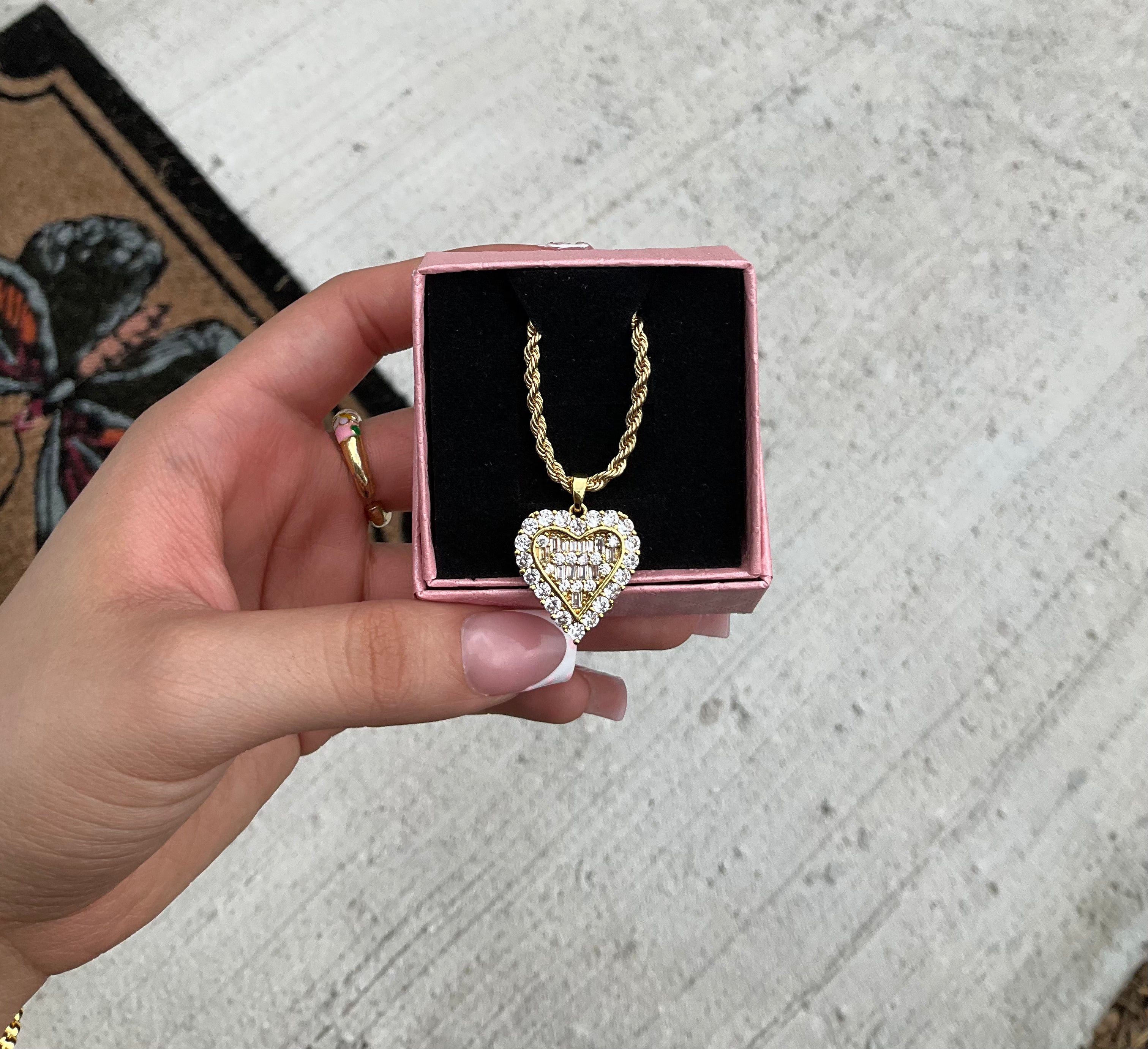 Iced out heart necklace