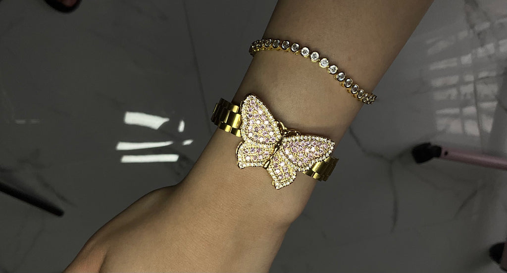 Pink butterfly bracelet