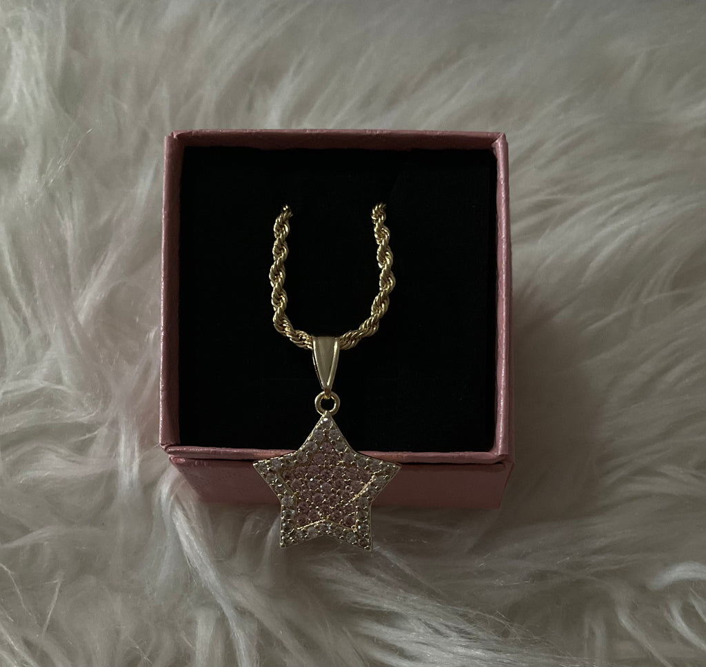 Pink star necklace