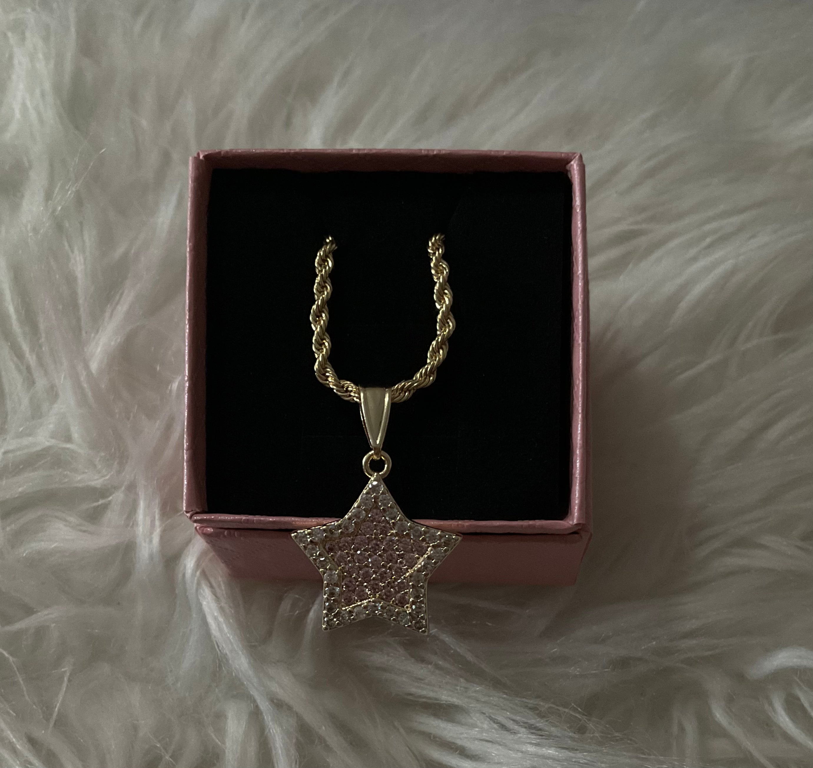 Pink star necklace