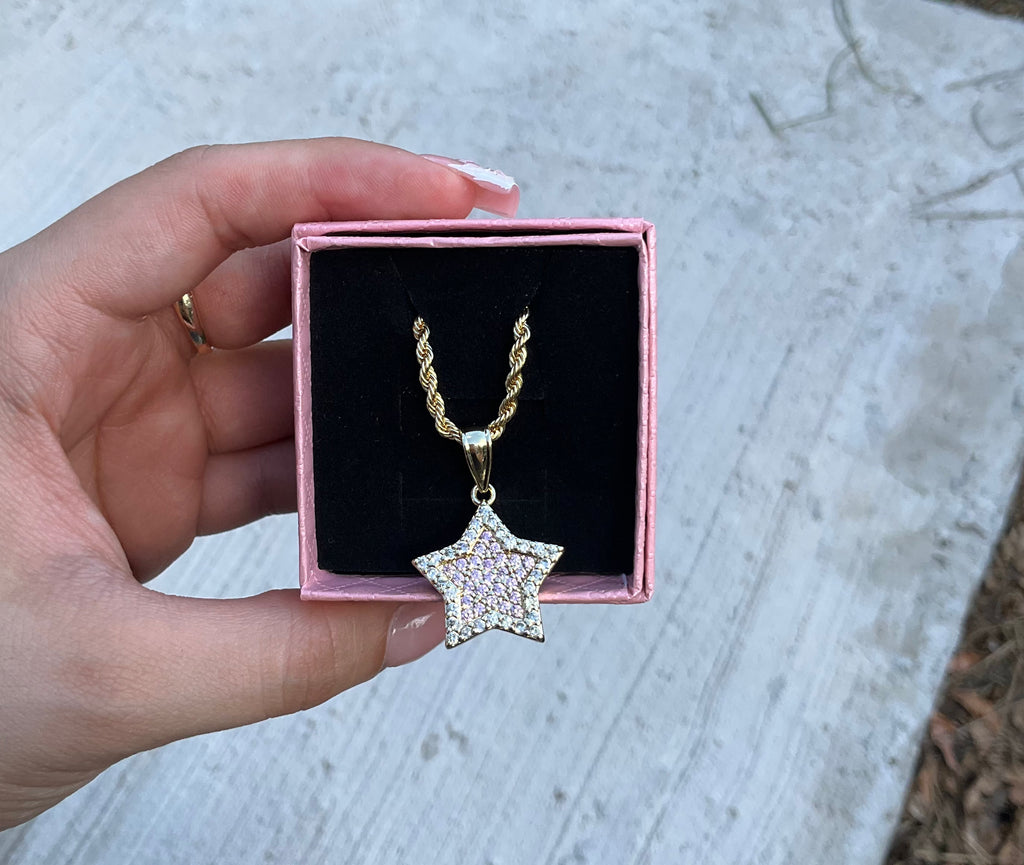 Pink star necklace